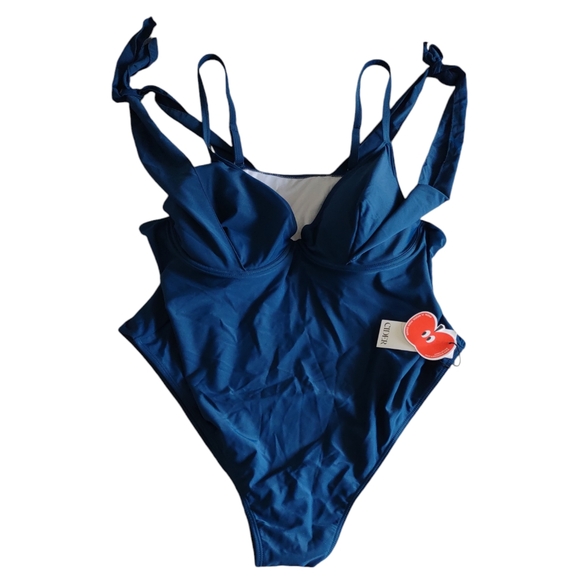 NWT Cider 4X One Piece Blue Swimsuit - Picture 1 of 11